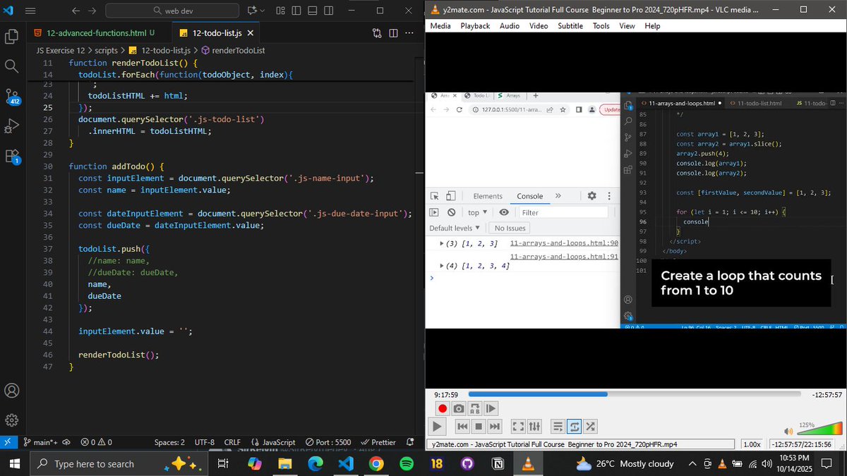 SirKelvthedev_'s tweet image. Also, learnt some advanced features of functions such as functions with no name , calling functions inside functions, setInterval as an example of how Async code works, a couple features of loops and forEach method of iterating through values in an array.
#LearnToCode 💯👍