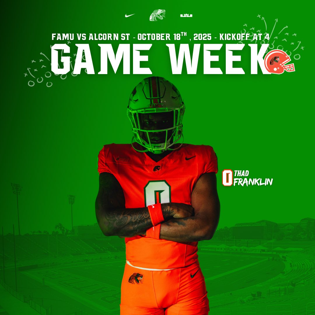 I will be in Tallahassee this Saturday attending <a href="/FAMU_FB/">Florida A&M Football 🏈</a> vs Alcorn State!! #gorattlers 🐍
<a href="/CWilliams8076/">Cedric Williams</a> <a href="/Coach_KBjr/">KB Belton 🏈</a> <a href="/LennardFootball/">Lennard Football</a> <a href="/CoachJavi_/">CoachJavi_</a>