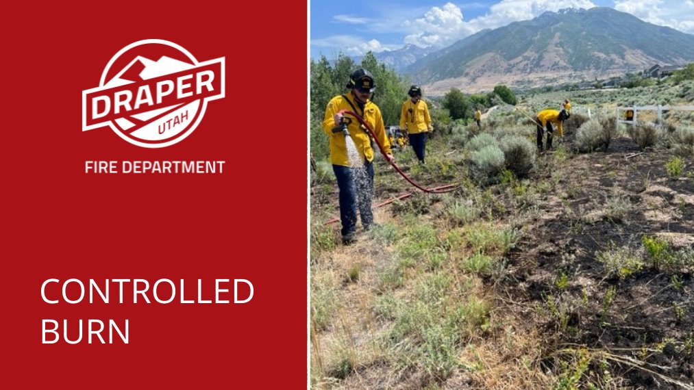 Draper City Fire Department’s wildland crews, along with state wildland crews, will conduct controlled burns in Corner Canyon near Peakview Trailhead on Wednesday, October 15, and Thursday, October 16, between the hours of 8:00 AM and 6:00 PM. The public should be aware that
