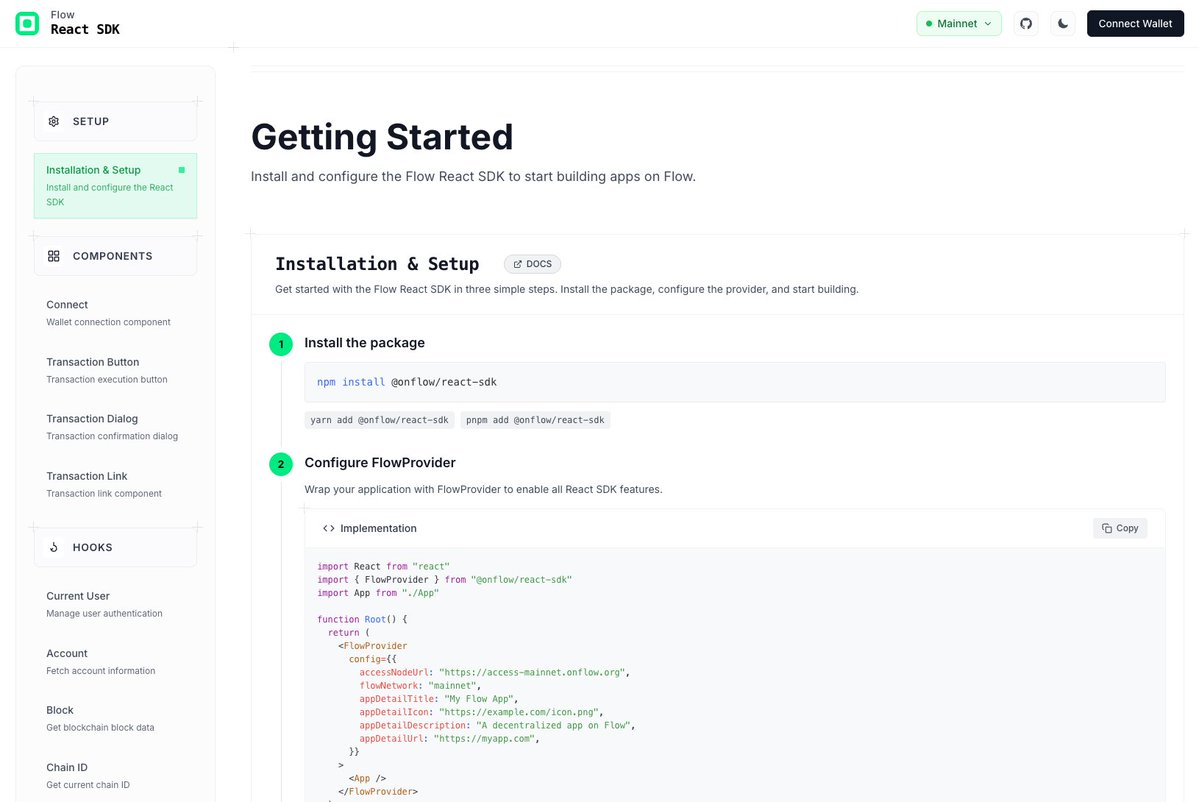 chasefleming's tweet image. The Flow React SDK Playground is live.
A fast way to try @flow_blockchain hooks and components in your browser. No setup. No installs. Just play.
🧑💻 for React devs
⚡️ instant feedback
🪄 magic included
Link below 👇
