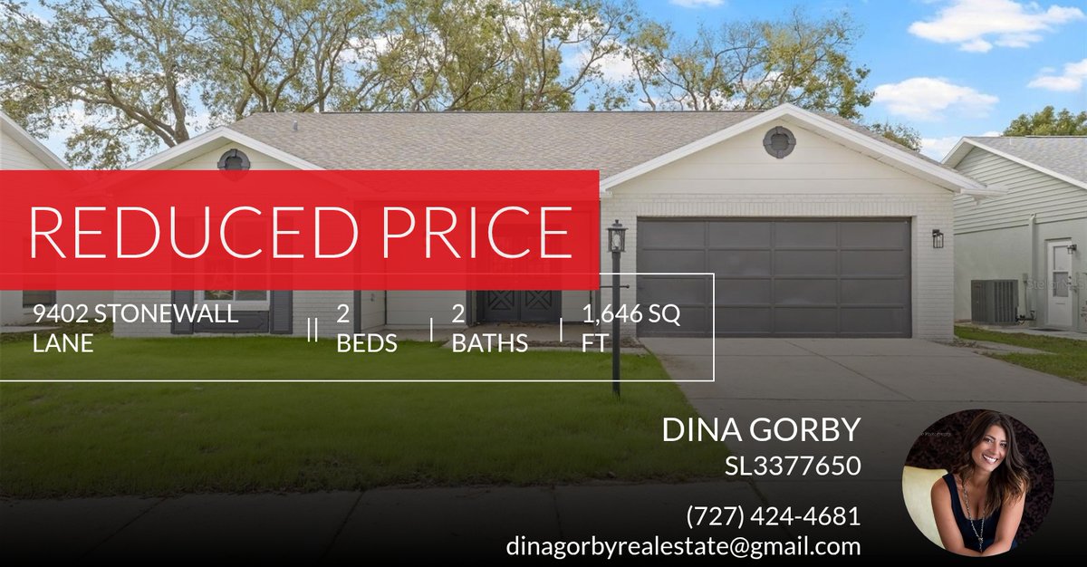 mamadee37's tweet photo. 📍 Reduced Price 📍 This recently reduced home at 9402 Stonewall Lane in New Port Richey won't last long, so, don't wait to set up a showing! Reach out here or at (727) 424-4681 for more information!

DINA GORBY
Licensed Real Estat... https://t.co/6eYZpv2wbe https://t.co/WSykE77G8x