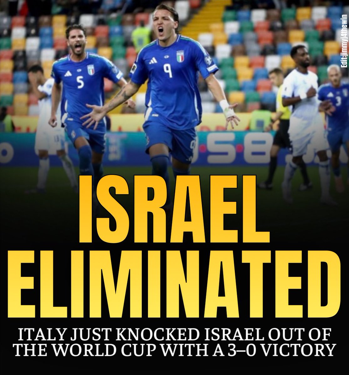 JimmyJ4thewin's tweet photo. 🔥 Italy eliminates lsraeI from the World Cup. ⚽️ https://t.co/mPZZoUO2gF