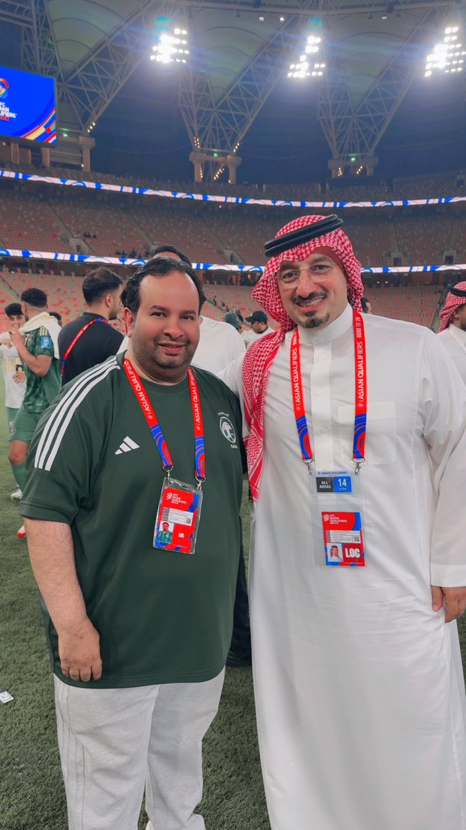 نبارك لمولاي خادم الحرمين الشريفين، ولسيدي سمو ولي العهد، ولسمو وزير الرياضة، ولسعادة رئيس الاتحاد السعودي، وللشعب السعودي العزيز، تأهل منتخبنا الوطني إلى نهائيات كأس العالم للمرة السابعة 🇸🇦👏
إنجاز جديد يُجسّد دعم القيادة ورؤية الوطن وطموح أبنائه 💚⚽️

<a href="/AbdulazizTF/">عبدالعزيز بن تركي الفيصل</a>