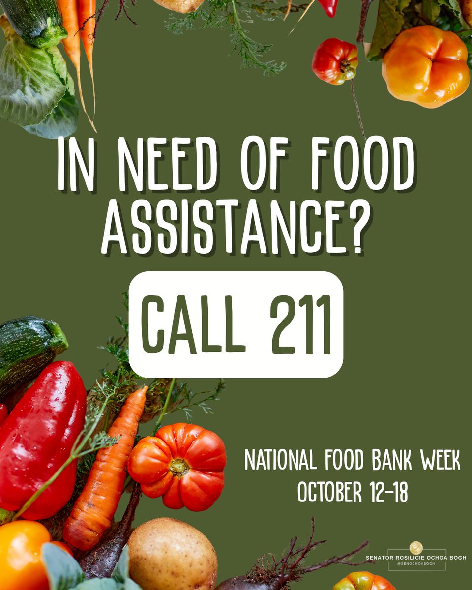 SenOchoaBogh's tweet photo. Food banks are lifelines. Let’s support them with donations and time. #FoodBankWeek #EndHunger https://t.co/bMfcbazsyi