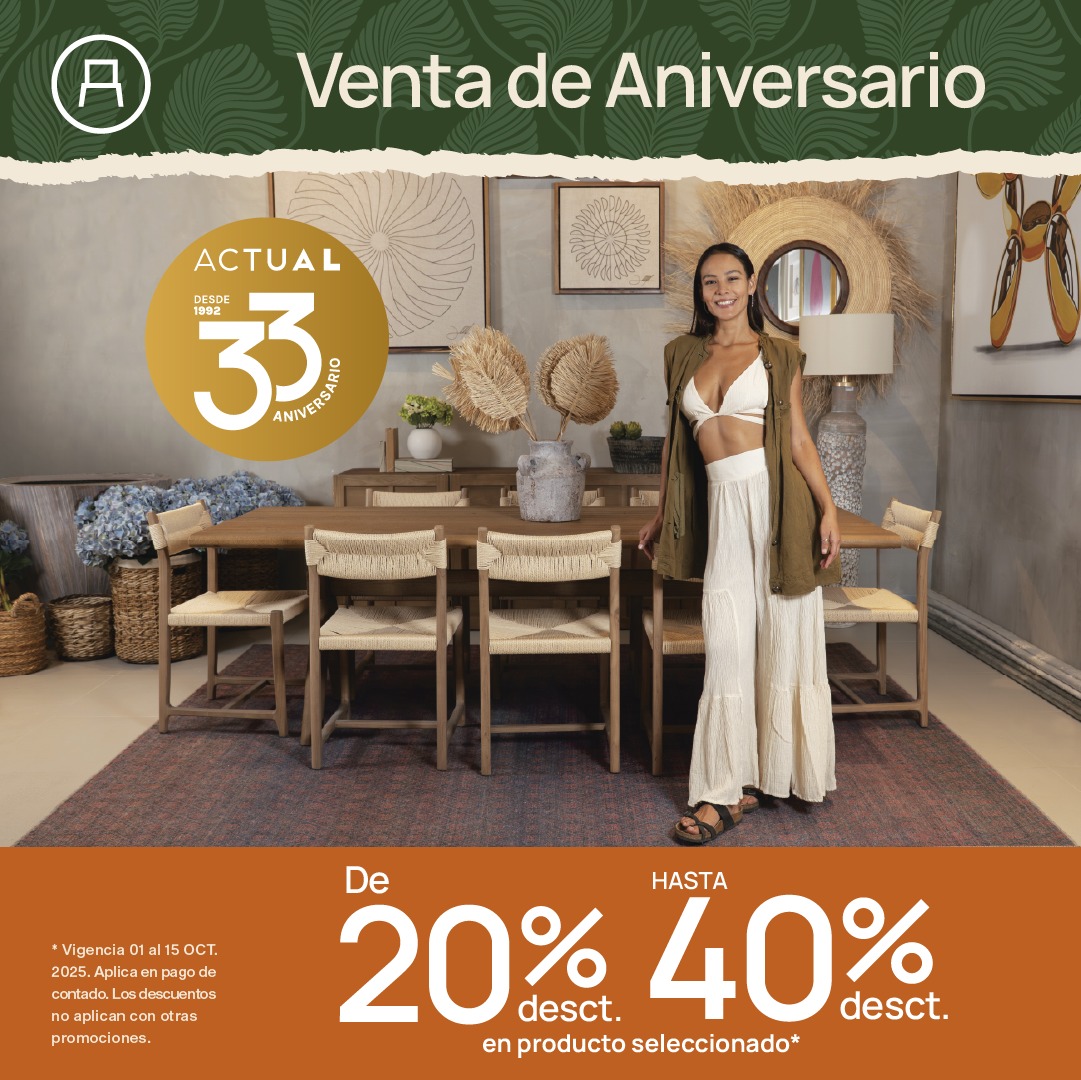 🌿 Elegancia que trasciende tendencias.
Continúa nuestro 33 Aniversario, celebra con nosotros y dale un nuevo aire a tu #hogar con descuentos de 20% hasta 40% en productos seleccionados.
📅 Vigencia del 1 al 15 de octubre
👉 atelieractual.com

#VentaAniversario #Cancun