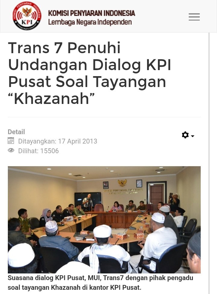 bhre_wegker84's tweet photo. FLASHBACK
@TRANS7 pernah diundang oleh KPI tahun 2013 lalu untuk dimintai penjelasan&amp;pertanggungjawaban salah satu program tayangan yg mensyirikkan amaliyah tradisi Ahlussunnah Waljama'ah ex: tahlil, ziarah kubur, maulidan dsb. Pihak pelapor LDNU dan Ormas lainnya. https://t.co/xWIzHTZVmE