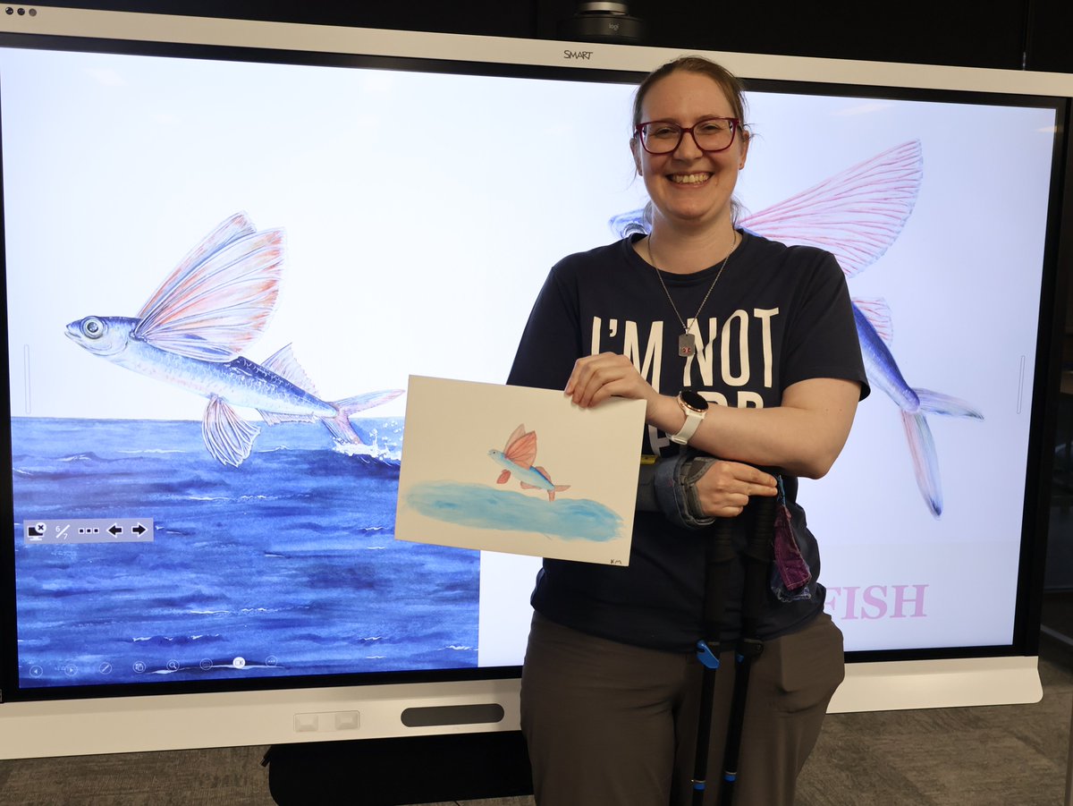 MacquarieRegLib's tweet image. Dubbo Library members had so much fun watercolouring with award-winning illustrator and author samibayly last week!  🖍️

Sami taught us techniques of how to sketch and watercolour a flying fish. 🐟