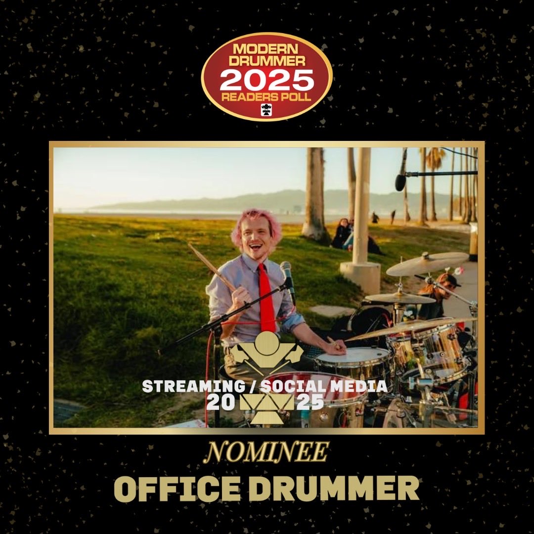 OfficeDrummer's tweet photo. Nominated for @modern_drummer best social media drummer of 2025! This is a HUGE honor to be nominated, I’ve been reading modern drummer since I started. Please vote for me 🙏 Link in comments https://t.co/uKUEZrJKu7