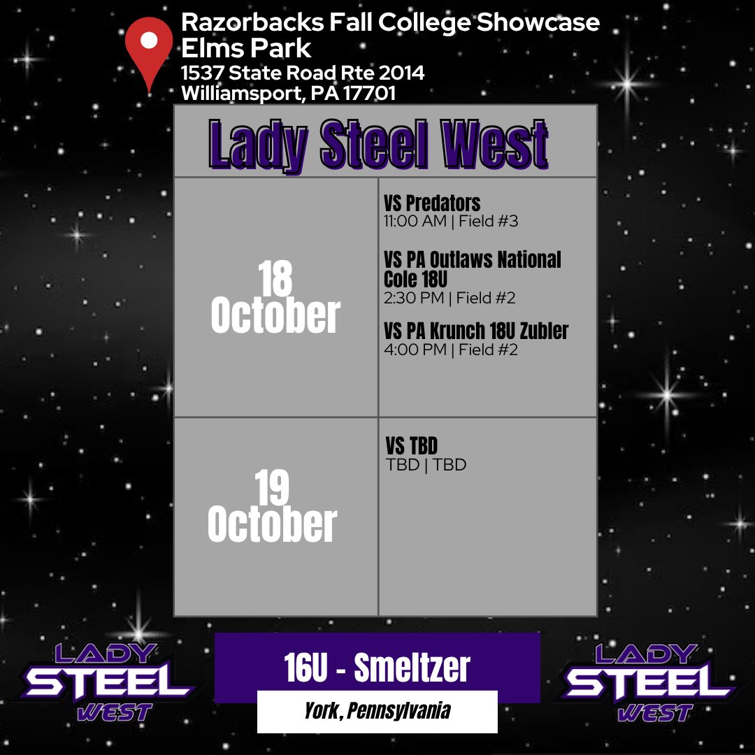 Time changes for this weekend! Come check out some rising 2027s and 2028s! 
<a href="/PCTSoftball/">PCT Softball</a> <a href="/LycoSoftball/">Lycoming Softball</a> <a href="/WilkesSoftball/">Wilkes Softball</a> <a href="/elizabethtown/">Elizaveta Dmitrieva</a> <a href="/KUBearsSoftball/">Kutztown University Softball</a> <a href="/Mansfield_Sball/">Mansfield Softball</a> <a href="/PSUHazleton/">Penn State Hazleton</a> 

Hope to see some coaches this weekend!

#uncommitted #showcase #softball #PASoftball #letsgo