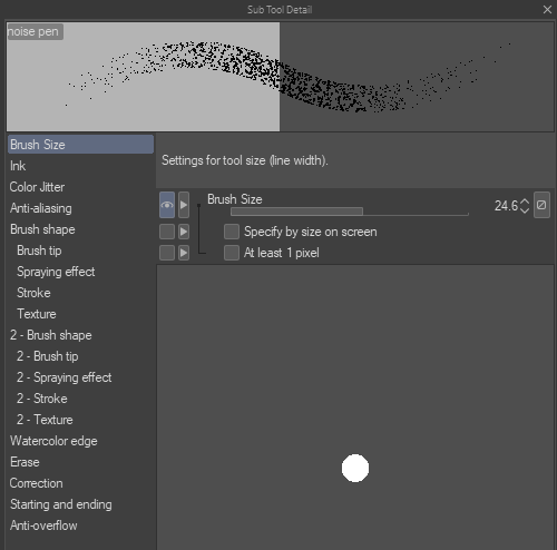 corvophobia's tweet photo. its v easy to make this! no textures or anything. dual brush, both round, and on the 2nd brush you set the spray effect like this. then set the particle size to pen pressure! https://t.co/tq7zIcLtiF
