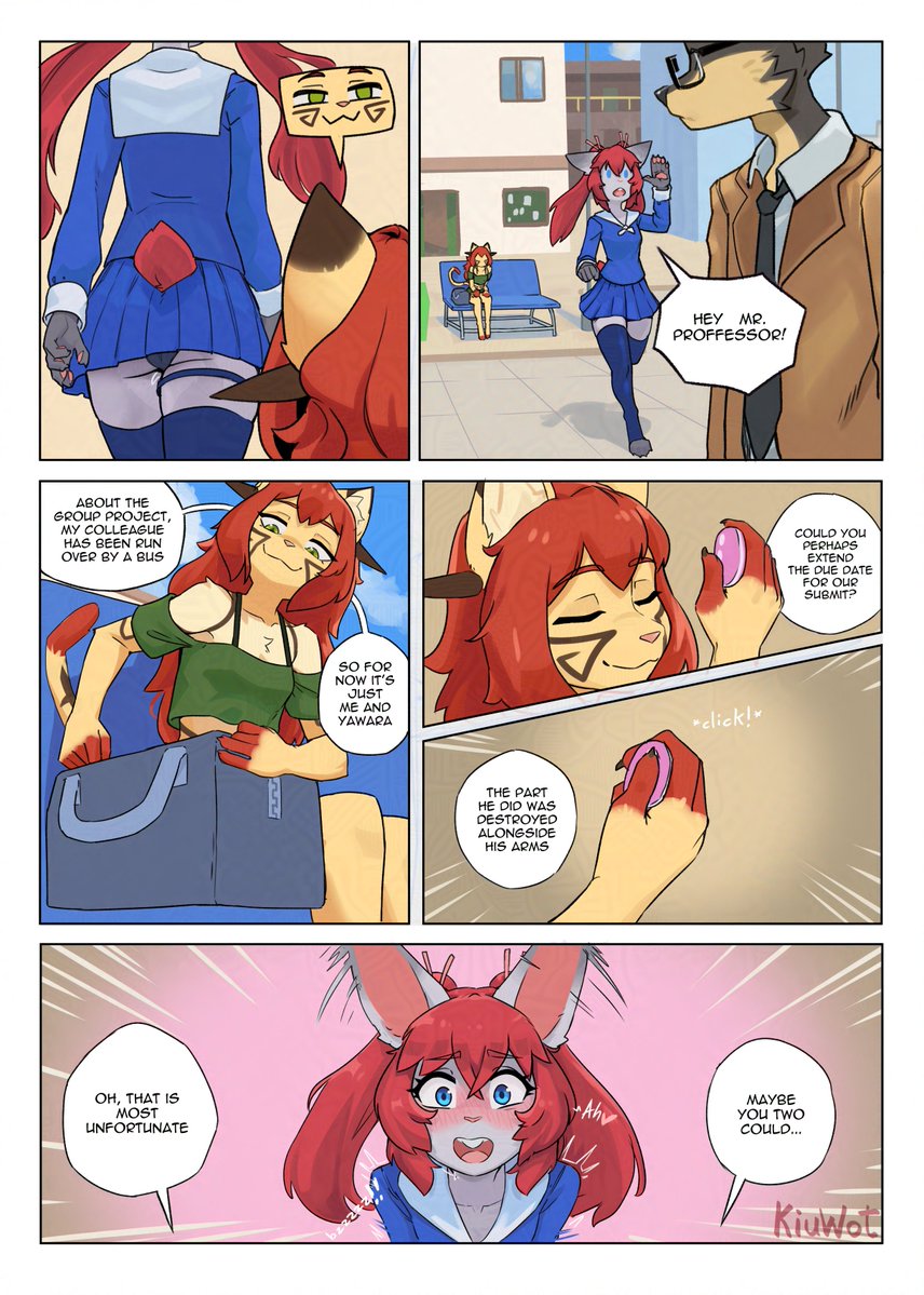 Me and @/cyberkaps were discussing this project for a while. So I made a fully colored comic of these 2 redheads doing extracurricular activities on campus, enjoy! I'll try to post 2 pages semi-regularly
cover art by cyber