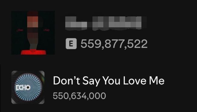 Most streamed 2025 songs by K-Act on Spotify:

1.....— 559,877,522 (+1,381,486)
2. DSYLM — 550,634,000 (+4,435,738)

Gap: 9,243,522 (-3,054,252)🔥