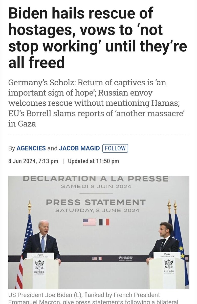 Joy_Afton14's tweet photo. The Biden-Harris administration secured the release of 83% of the hostages. Meanwhile, Trump aided and condoned the genocide, and only when there was a chance for a Nobel Peace Prize  did he conveniently strike a deal . He doesn’t care about U.S. citizens. He is a fascist. https://t.co/6lpRPA8T3H