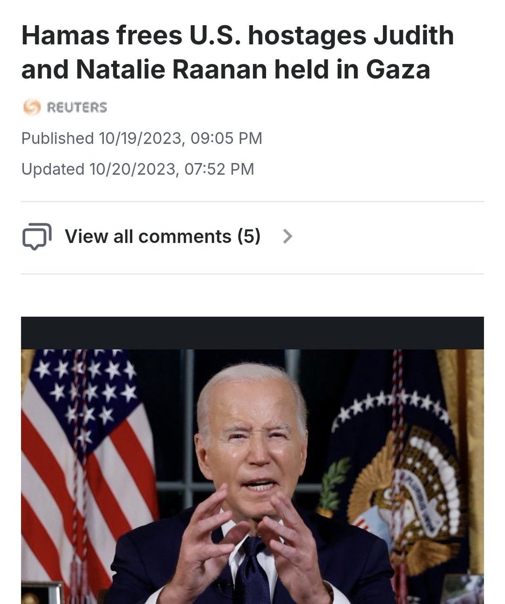 Joy_Afton14's tweet photo. The Biden-Harris administration secured the release of 83% of the hostages. Meanwhile, Trump aided and condoned the genocide, and only when there was a chance for a Nobel Peace Prize  did he conveniently strike a deal . He doesn’t care about U.S. citizens. He is a fascist. https://t.co/6lpRPA8T3H