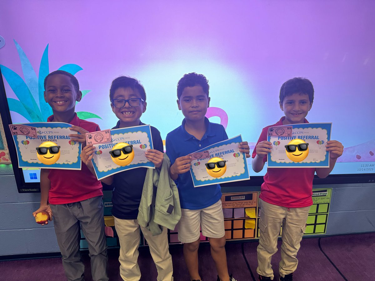 🎉 Congrats to Zion P., Nathan, Juan &amp; Farhat for earning Positive Referrals this week! 🌟 Their hard work, leadership &amp; positivity make our class shine! 🦁💙💛 <a href="/LelyLionsRoar/">Lely Elementary</a> <a href="/collierschools/">Collier County Public Schools</a>