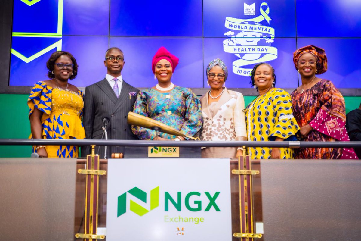 History made! 

For the first time in Africa, mental health took center stage <a href="/ngxgrp/">Nigerian Exchange Group</a> (NGX Group) Closing Gong Ceremony on #WorldMentalHealthDay. 

On this groundbreaking occasion, the gong echoed 1 truth: There is no health without mental health.

#IAMDrMay
