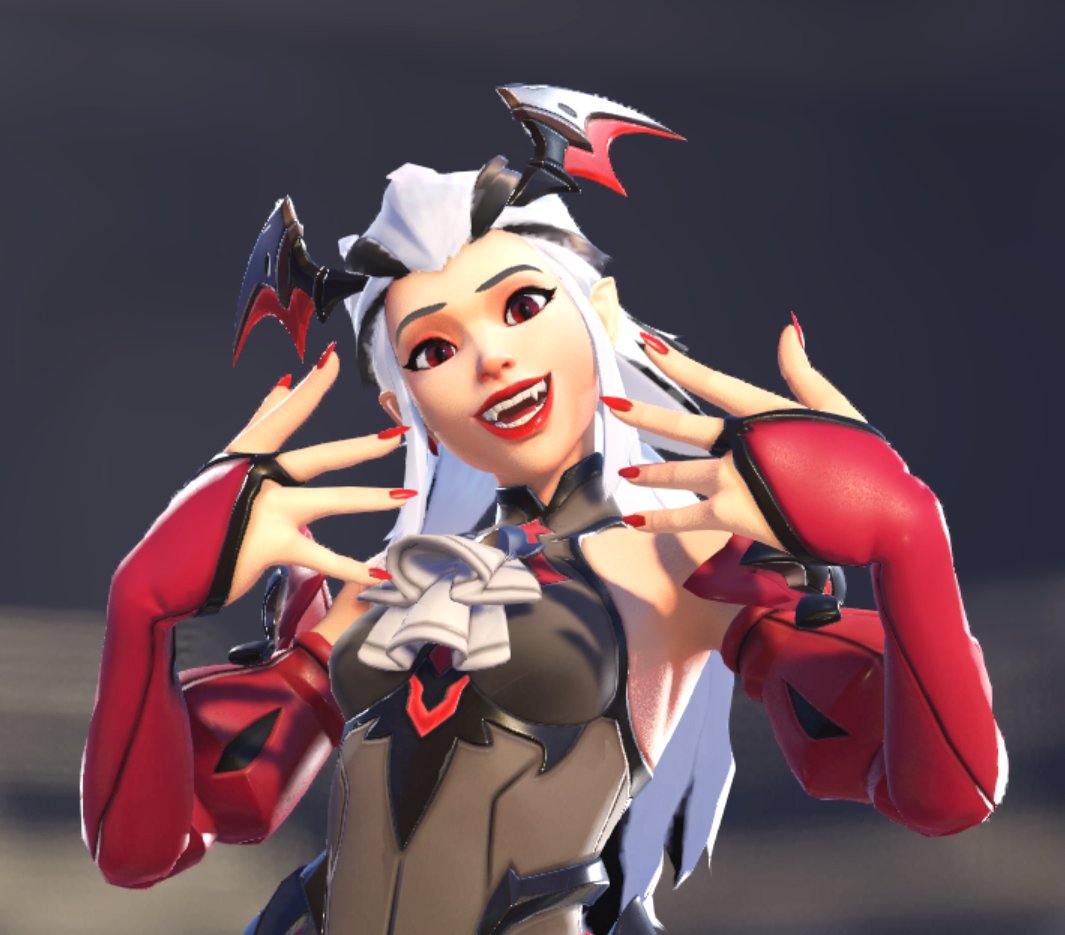 if you're wondering if vampire kiriko has fangs, she does