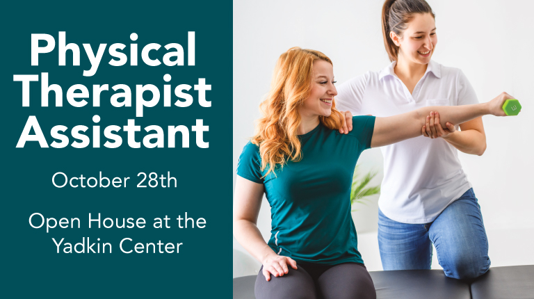 SCC is hosting a Physical Therapist Assistant (PTA) Open House on Oct. 28, from 5 to 7 p.m., at the Yadkin Center. All participants will be entered to win a $500 scholarship from the SCC Foundation by completing a registration form.

For more info, visit surry.edu/news/physical-…