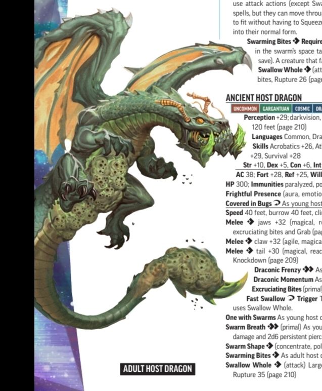 And hailing from Starfinder 2e's Alien Core, we've got spooky space fantasy dragons! The Host Dragon is my favorite, what's yours~?
