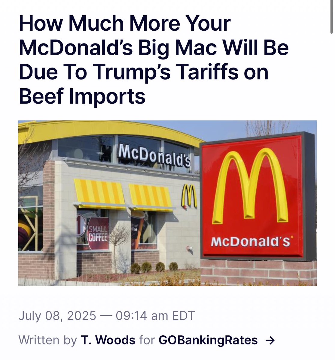Thanks to Donald Trump your Big Mac will now be $9.