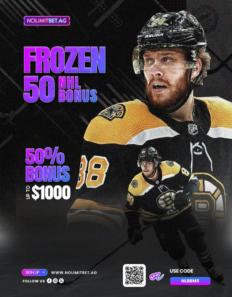 BMS โฝ๏ธ (@bmstips1) on Twitter photo ๐ Stay Cool and Cash In with the FROZEN 50 NHL BONUS! ๐ง
 Grab a 50% Bonus up to $1000 when you hit the rink with us! ๐จ
Sign up now and dominate the NHL season with extra funds to power your bets. ๐ฅ
๐ nolimitbet.ag/?aff=NLBBMS
๐ฏ Use Code: NLBBMS ๐ Stay Cool and Cash In with the FROZEN 50 NHL BONUS! ๐ง
 Grab a 50% Bonus up to $1000 when you hit the rink with us! ๐จ
Sign up now and dominate the NHL season with extra funds to power your bets. ๐ฅ
๐ nolimitbet.ag/?aff=NLBBMS
๐ฏ Use Code: NLBBMS