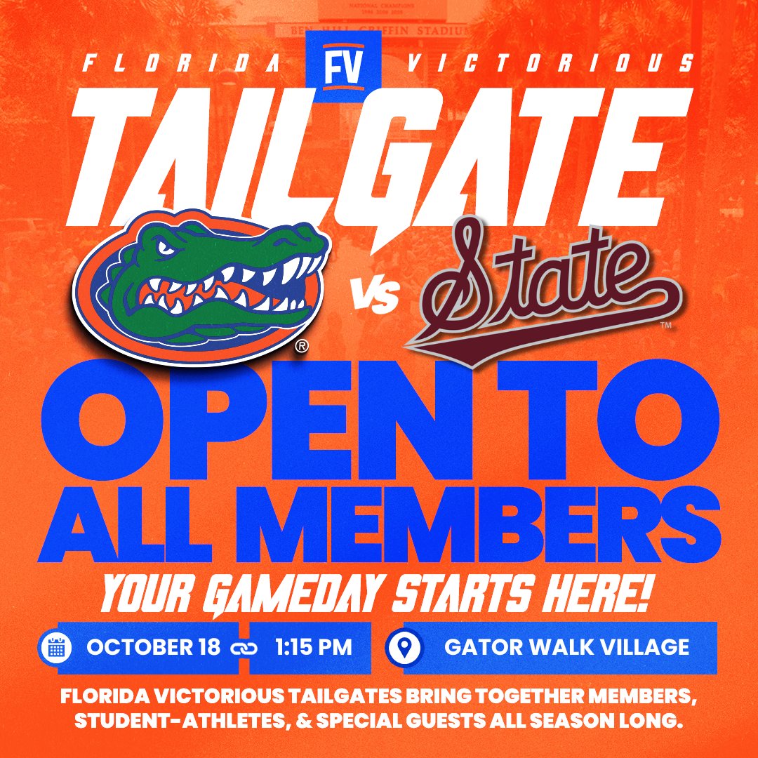 Happy Homecoming! 🐊 We cannot wait to welcome alumni back to The Swamp. Members, be sure to stop by the Florida Victorious tailgate on Saturday!