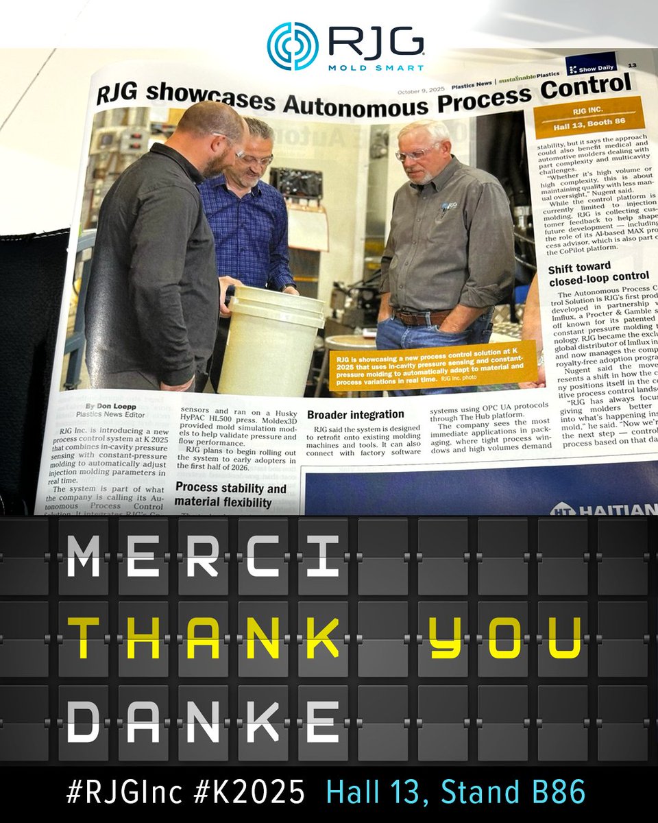 Danke | Thank You | Merci for the partnerships!
🚀 Profits +20% and ♻️ Autonomous Process Control 
🌐 Info &amp; Stand Map:   zurl.co/gusd2

#K2025 #RJGInc #Autonomous #PlasticsIndustry
#AutonomeFormgebung #ExzellenzImSpritzguss
#MoulageAutonome #ExcellenceEnInjection