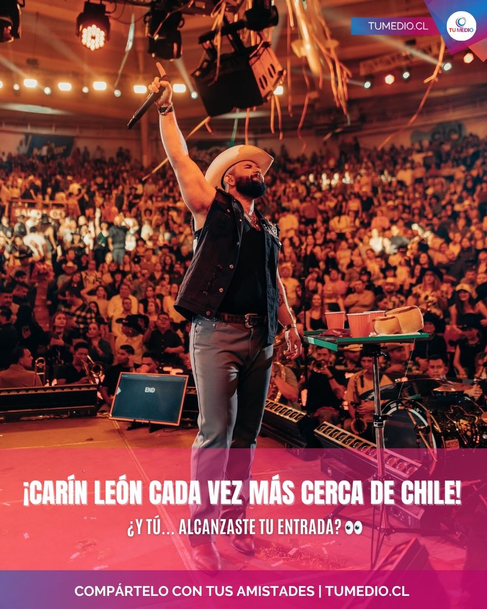 🎶 El romanticismo y carisma de Carín León llega a Chile con su Boca Chueca Tour 2025 🇲🇽❤️🇨🇱

Dos noches para cantar, emocionarse y vibrar con uno de los grandes del regional mexicano 🤠🎤

#CarinLeónEnChile #BocaChuecaTour #CarínLeón