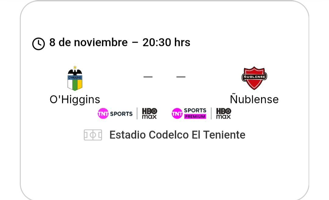 Fecha 26: Universidad Católica vs O'Higgins dia sábado 1 de noviembre a las 20:30 en el Claro Arena

Fecha 27: O'Higgins vs Ñublense día sabado 8 de noviembre a las 20:30 en el Estadio Codelco el Teniente
