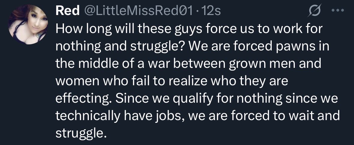 LittleMissRed01's tweet photo. #GovernmentShutdown #governmentshutdown2025 #federalworker #help https://t.co/cUZcrKb0Zz