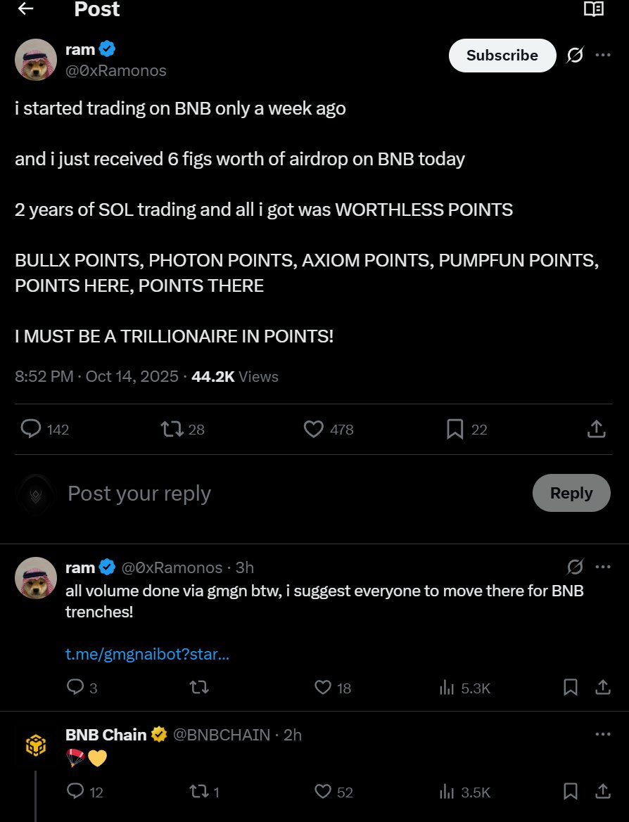 biiiiymeister's tweet image. one of the biggest larps with 4-5 figs ( not even ) larping and fucking chinese @BNBCHAIN comments on it.
if you are buying BNB shitcoins you are fucking literally braindead.