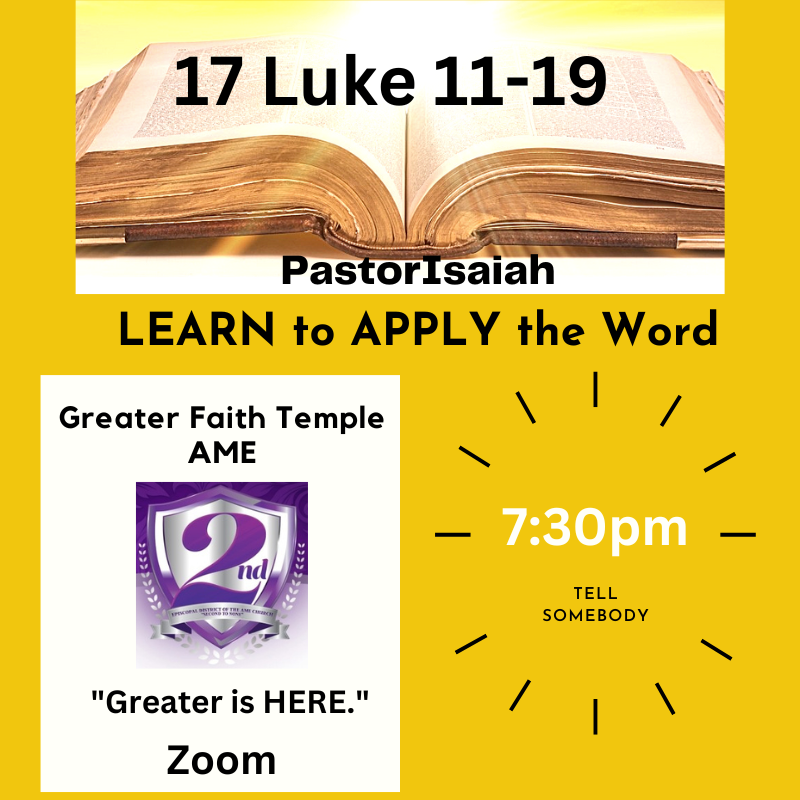 RevIsaiah's tweet photo. Bible Study @ The Temple:
Zoom Bible Study with Pastor Isaiah.
Zoom ID: DM for login
CALL in: 301.715.8592; 7731
7731 Finns Ln.
Lanham, MD 20706
HEAR & LEARN the Word of God to APPLY to everyday living. #StudyTheWord. https://t.co/LxFBLZCSZZ