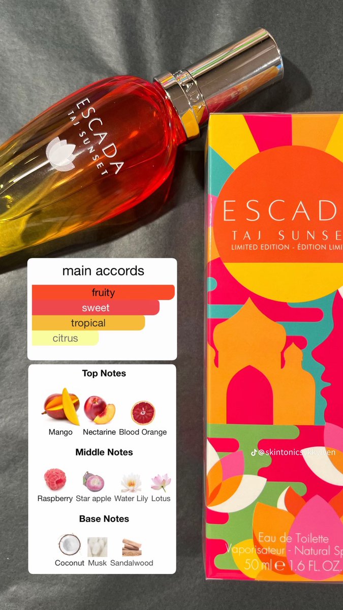Llegó Escada Taj Sunset 
100 ml 

Si, huele a el paraíso 🥰

Disponible solo para decants de 10-20-30-50 ml ✨