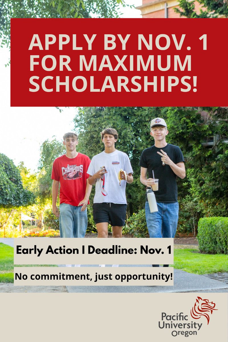 🎓 Seniors — now’s the time! Apply to Pacific University by Nov. 1 for Early Action I and get priority scholarship consideration. No commitment, just opportunity!
👉 pacificu.edu/apply

#GoBoxers #CollegeBound