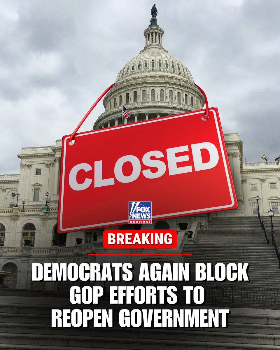 BREAKING: Senate Democrats again blocked an effort to reopen the government for an eighth time Tuesday as Trump blasts "weakened" Schumer.