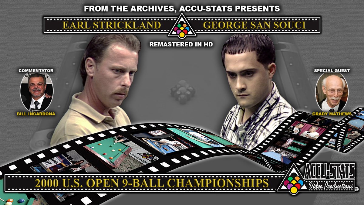 Premiering tonight at 8pm EST - 9-Ball - EARL STRICKLAND vs GEORGE SAN SOUCI - 2000 US Open 9-Ball Championship

Billy Incardona and Grady Mathews called the action. 
Pat Fleming will be in the chat room.

youtu.be/B8rd7-lrPn0