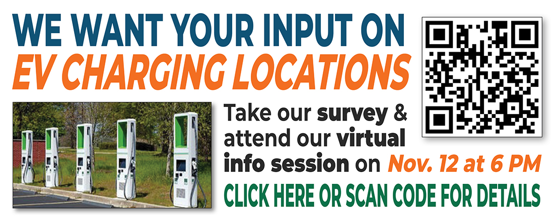 TCRPC's tweet image. We want your input on EV charging locations in #CentralPA! Take our survey & tell us what you think. You can also attend our virtual info session on Wed 11/12 at 6 PM. Details here: sbee.link/kwj47f69n8 #nevi #evcharging