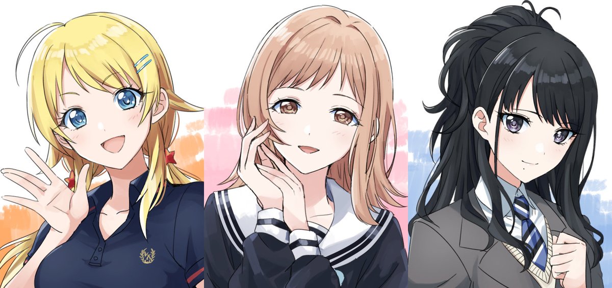 八宮めぐる ,風野灯織 ,櫻木真乃 「何年か前に描いたイルミネと比較すると 昔の真乃ちゃんはお姉さんみが強いし 今の灯」|月影おやまのイラスト