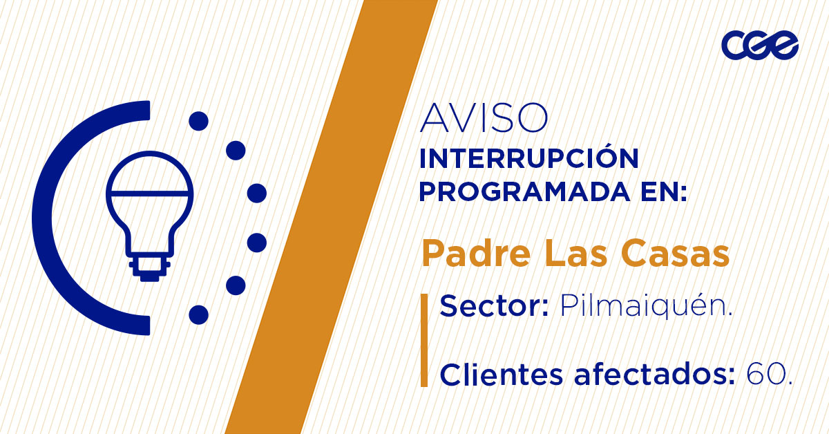 CGE_Clientes's tweet image. Para mejorar la calidad del suministro de nuestros clientes de #PadreLasCasas, este viernes, entre 10:00 y 16:00 horas, se realizará una #InterrupciónProgramada (sectores en la imagen 👇) debido a trabajos de mejoras. Esto afectará a 60 clientes. Recuerda desconectar tus…