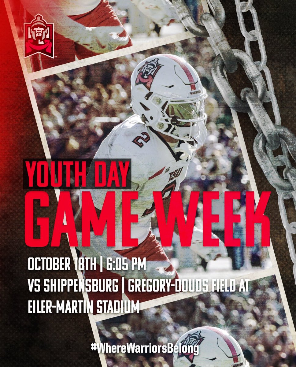 ESU_Football's tweet image. It’s more than football — it’s about inspiring the next generation. Youth Day this Saturday! 💪🏽 #FutureWarriors 

Kick-off at Gregory-Douds Field at Eiler-Martin Stadium at 6:05pm!

#WhereWarriorsBelong 
#BLOOD𝘙𝘜𝘕𝘚𝐓𝐇𝐈𝐂𝐊💯 #𝐖𝐀𝐑𝐑𝐈𝐎𝐑𝐒4️⃣𝓛𝓲𝓯𝓮