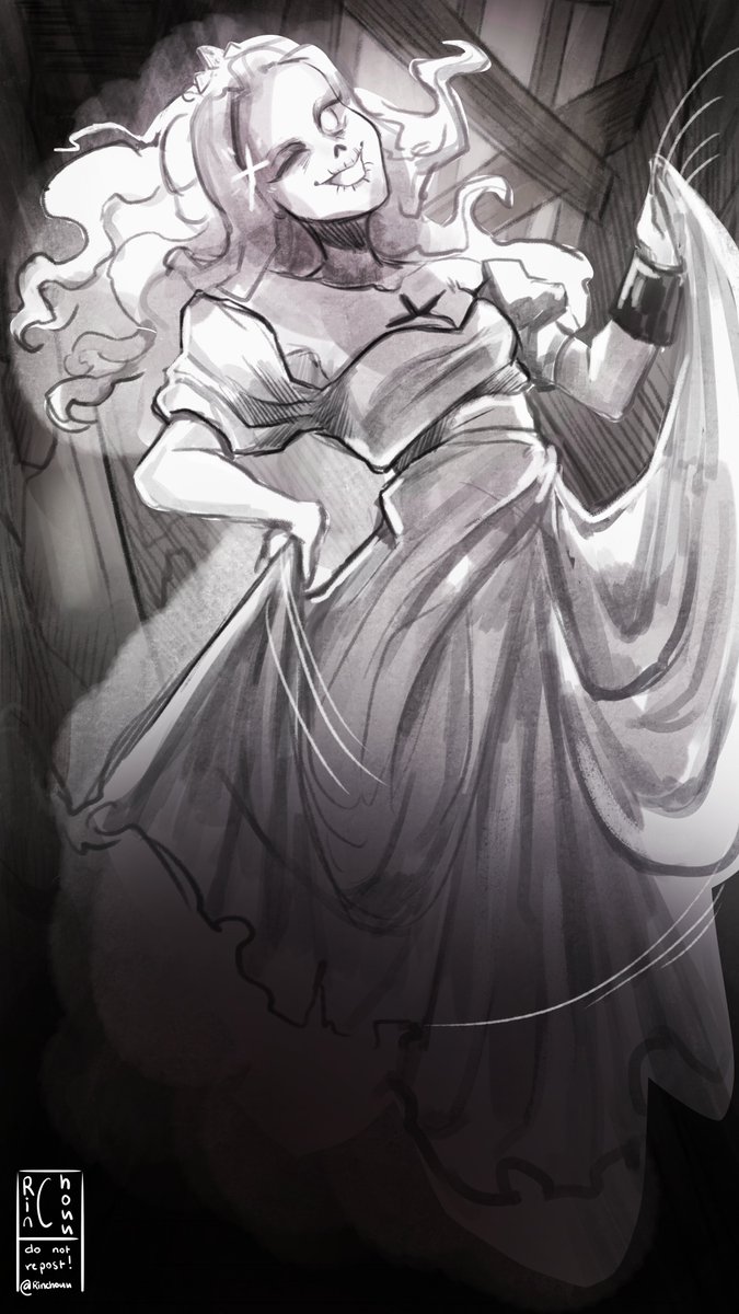 Rinchouu's tweet image. #SLAYTOBER #SLAYTOBER2025 #Slaytheprincess  Day 14 - The Spectre
(was so tired today, sorry about the quality)