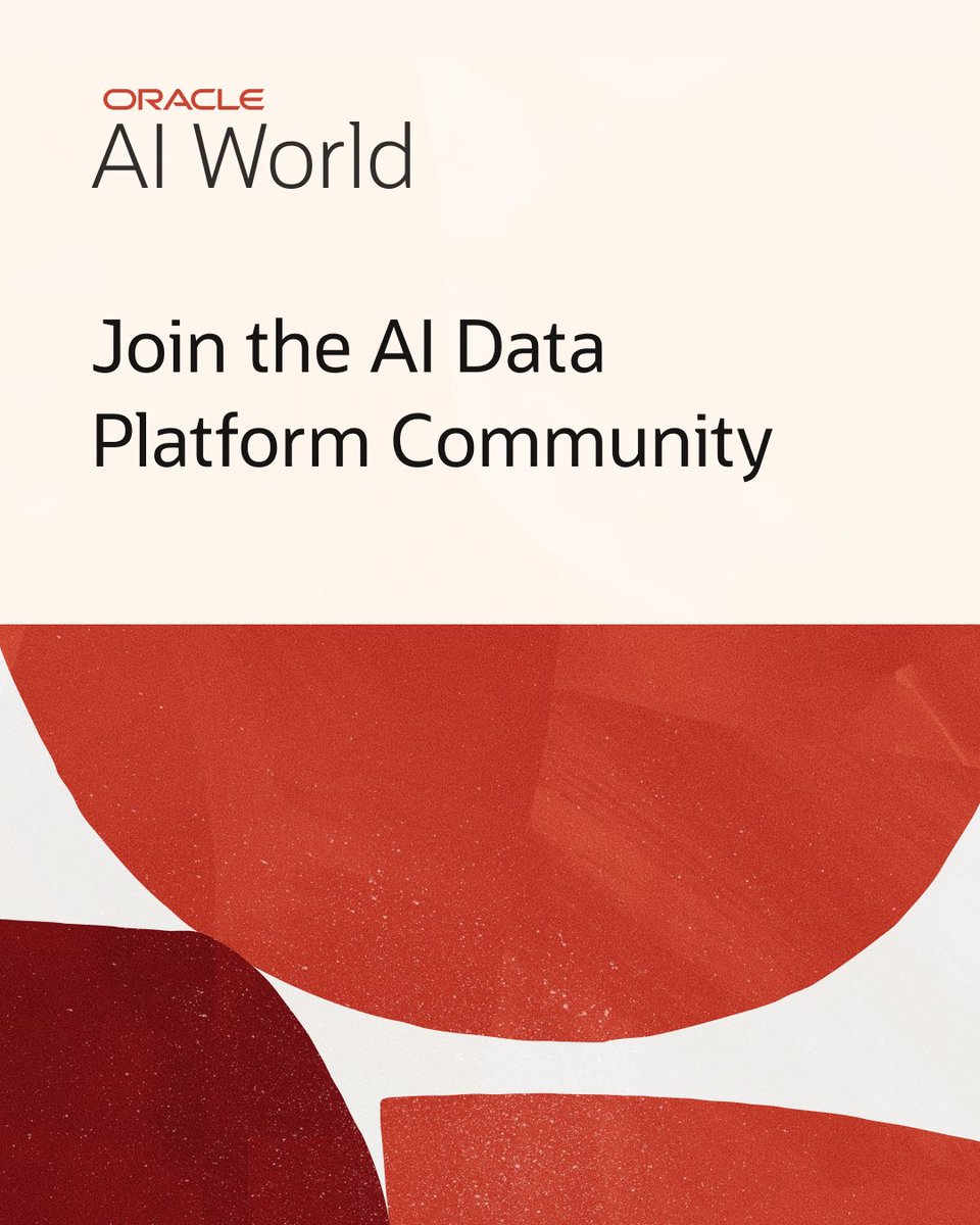 OracleCloud's tweet image. Ready to unlock the power of AI and data? Join the AI Data Platform Community! Connect with experts, share best practices, and stay ahead with the latest AIDP insights. social.ora.cl/6016AITU6 #AIWorld