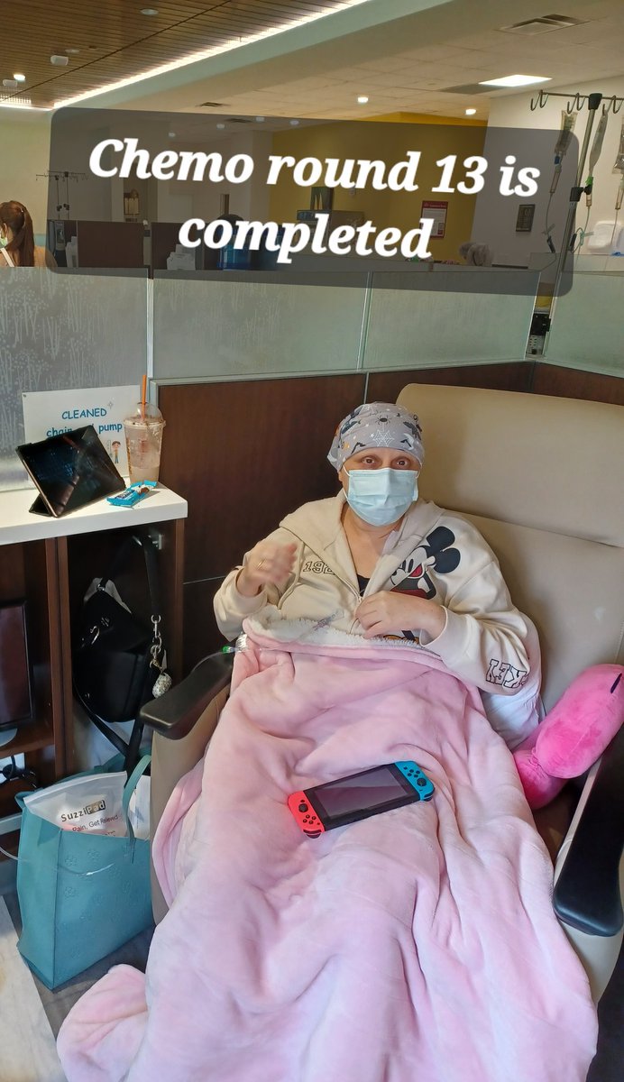 JustSayinhow's tweet photo. Chemo round 13 is completed #breastcancer #chemo #cancersucks #chemotherapy #breastcancerawareness #triplenegative #cancer https://t.co/sfH5PMXXgp