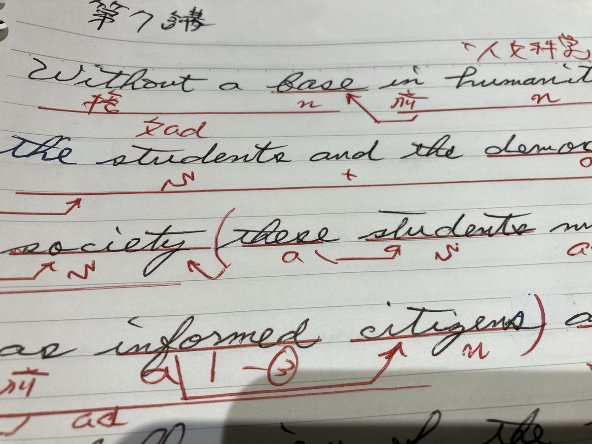 MasashiA958654's tweet photo. 第７講

構造では関係代名詞thatの先行詞はthe heritage ~ mindまでと定冠詞の支配を意識しました。

全体としてはWithout〜, S 否定という形ですが、杉村先生のような訳文は書けませんでした。

a full view ofで「〜の全体像」の訳文はなるほど！

④は与える与えない🦆🐒

#Code70
#英語学習 https://t.co/hM3eZDtlmO