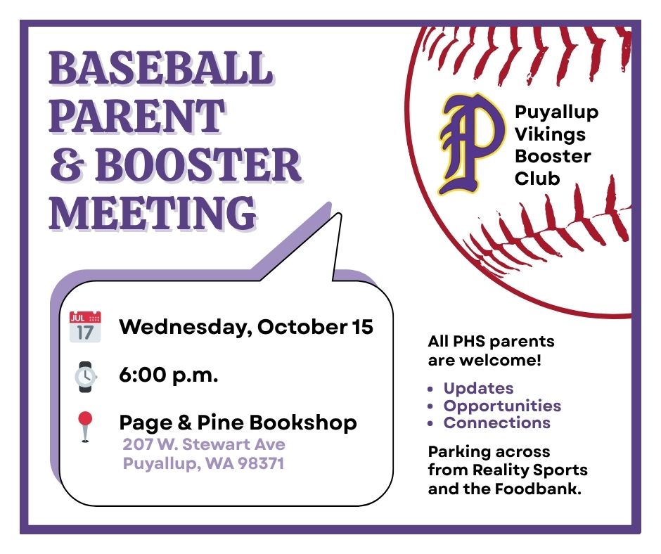 Reminder: PHS Baseball Booster meeting tomorrow @pageandpinebooks. We will be streaming the M's game and promise to keep it short! See you at 6 p.m.