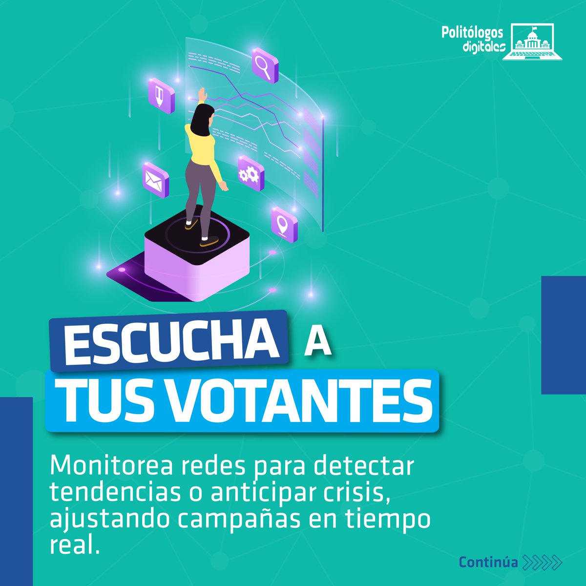 La política ya no consiste en hablarle a todos por igual 🗣️. Hoy, la clave está en conectar con cada votante de manera inteligente 🤖.

La tecnología permite decisiones más rápidas ⚡, estrategias más precisas y campañas más eficientes.

#MarketingPolítico #PolitólogosDigitales