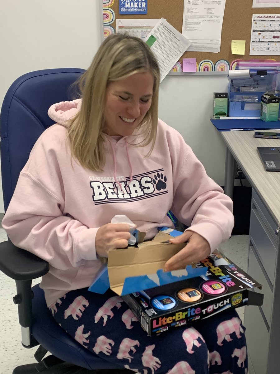 It’s. not just kids that love a new game. Mrs Burguete and Mrs Hignell were all in getting these new light brights open first thing this morning! You’re never too old to play! <a href="/HannahBeachEDU/">Hannah Beach</a>