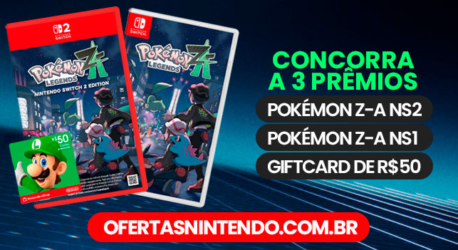 #SORTEIO 🎉
Pra comemorar o lançamento de Pokémon Legends Z-A vai rolar sorteio da mídia física de Switch 1 e Switch 2 + giftcard! Pra participar acesse ofertasnintendo.com.br/sorteio e escolha a forma que quer participar. 

O resultado sai em 22/10 no período da noite, oka?