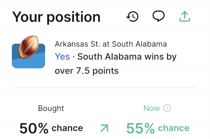 DatabasePicks's tweet image. College Football Week 8
South Alabama (-7.5) (-108)
Great value on Kalshi, had to lock this in
It’s at (-121) on Pinnacle