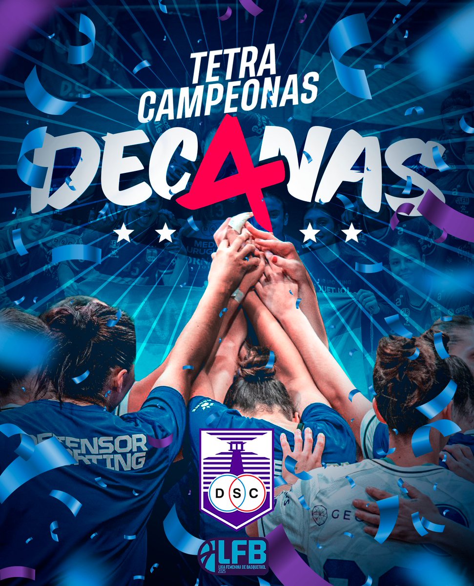 𝗗𝗘𝗖𝟰𝗡𝗔𝗦 𝗖𝗔𝗠𝗣𝗘𝗢𝗡𝗔𝗦 🏆

Defensor Sporting venció en la 4° final a Malvín 83-73 y se coronó por cuarta vez campeón de la <a href="/LfbUruguay/">LFB - Uruguay 2025</a>.

¡𝙁𝙚𝙡𝙞𝙘𝙞𝙩𝙖𝙘𝙞𝙤𝙣𝙚𝙨 <a href="/dscfemeninoo/">Defensor Sporting - Basquetbol Femenino</a>! 🏀

#VamosDecanas